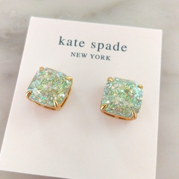 NWT Kate Spade Small Square Glitter Studs Earrings - Picture 6 of 11
